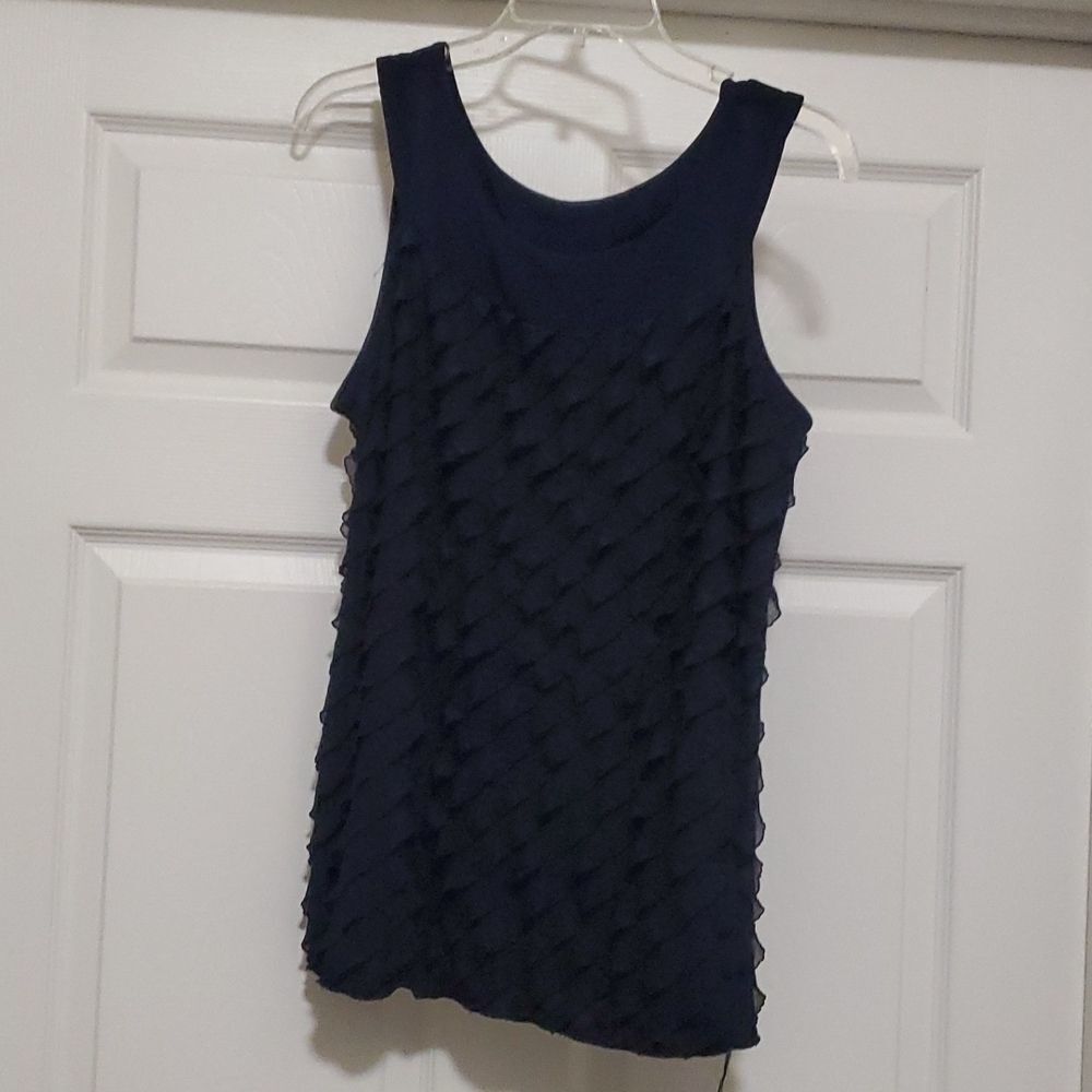 Double Take blue sheer layers sleeveless woman XL blouse